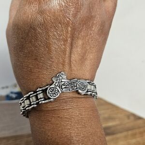 Men's Handmade 925 Sterling Mexico Motorcycle Chain Link Bracelet Unisex